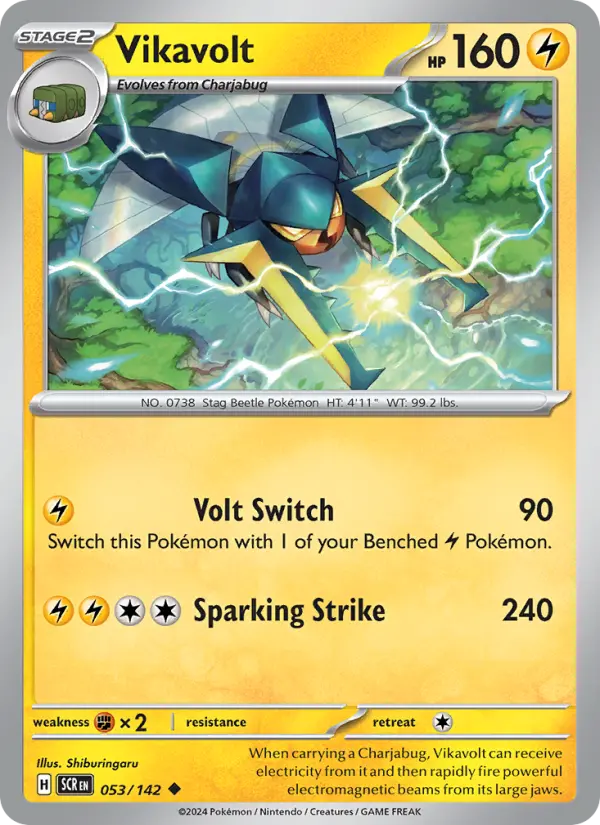 Vikavolt Reverse Holo 053/142 Stellar Crown Pokémon Card