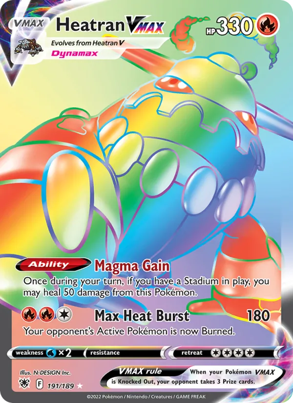 Heatran VMAX Holo 191/189 Astral Radiance Pokémon Card