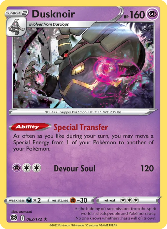 Dusknoir Holo 062/172 Brilliant Stars Pokémon Card