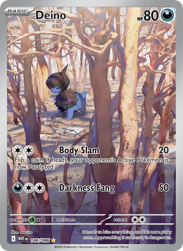 Deino Holo 146/86 White Flare Pokémon Card