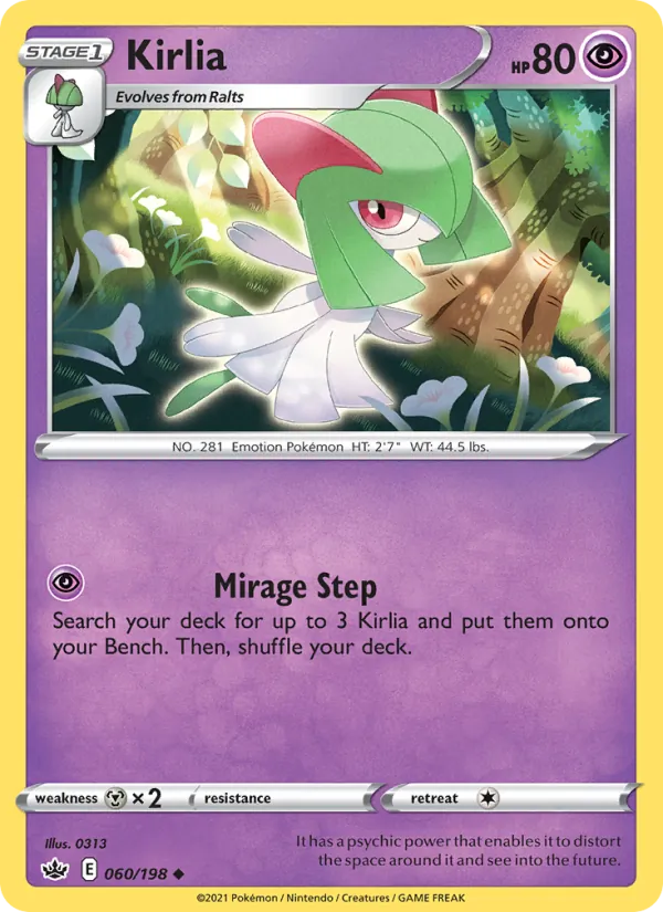 Kirlia Reverse Holo 060/198 Chilling Reign Pokémon Card