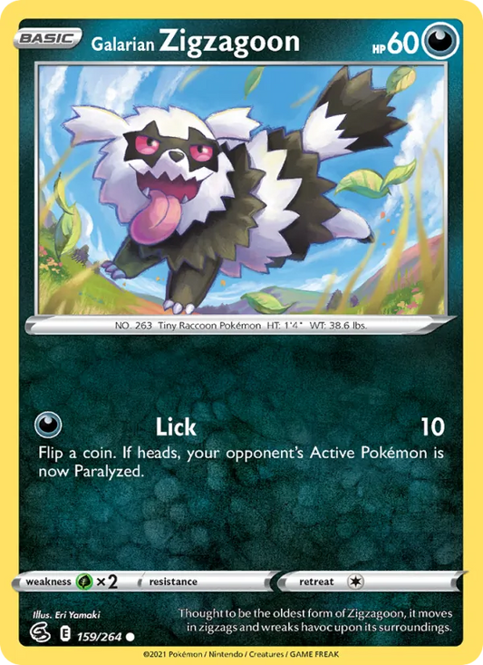 Galarian Zigzagoon Reverse Holo 159/264 Fusion Strike Pokémon Card