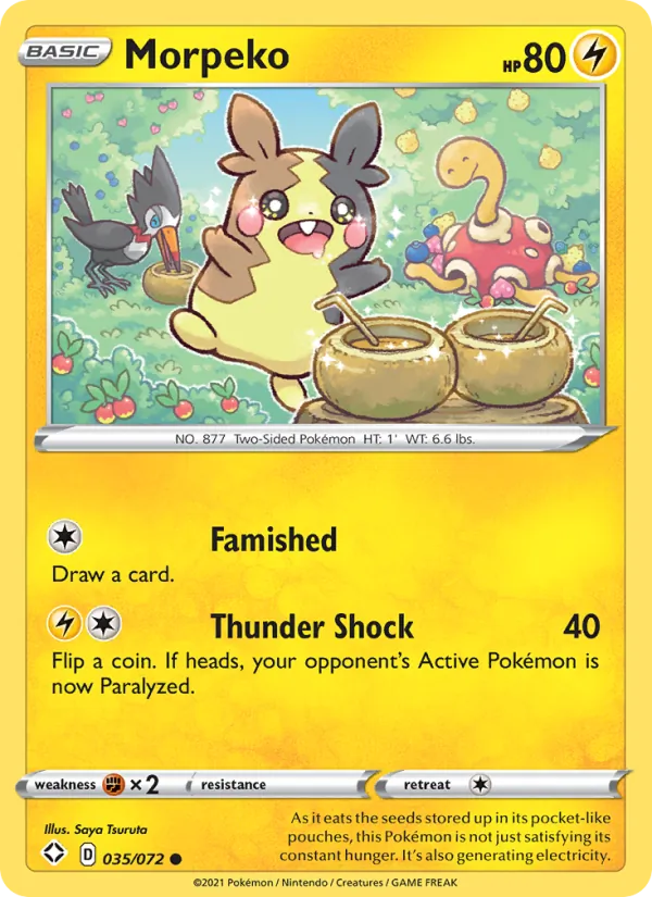 Morpeko Reverse Holo 035/72 Shining Fates Pokémon Card