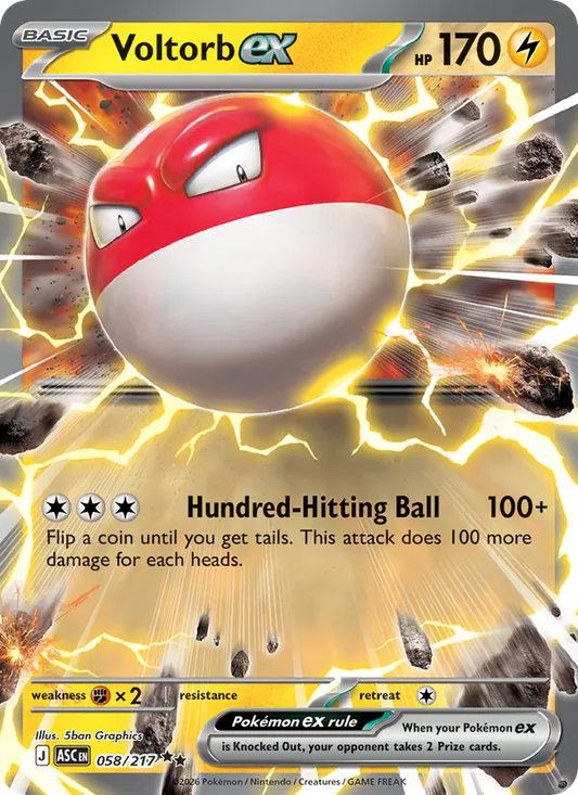 Voltorb ex Holo 058/217 Ascended Heroes Pokémon Card