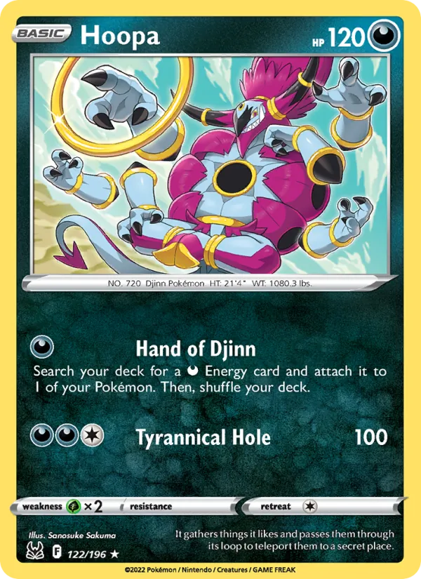 Hoopa Reverse Holo 122/196 Lost Origin Pokémon Card