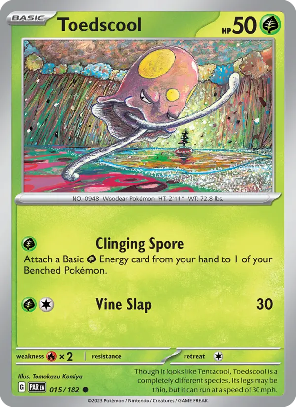 Toedscool Reverse Holo 015/182 Paradox Rift Pokémon Card