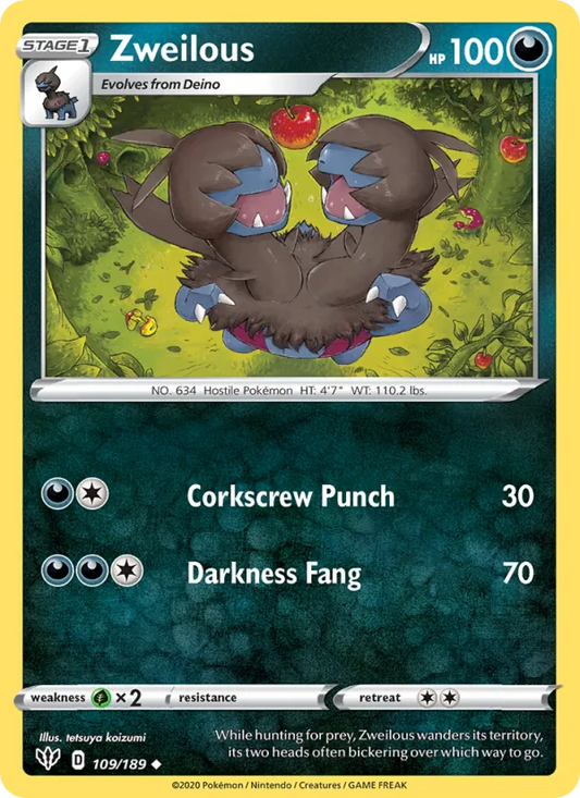 Zweilous Normal 109/189 Darkness Ablaze Pokémon Card