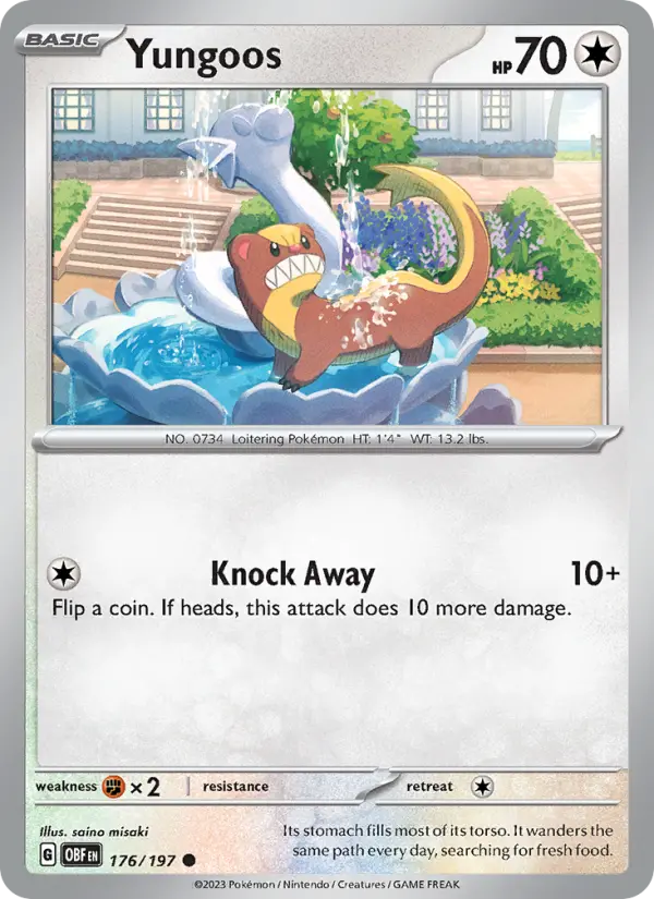 Yungoos Reverse Holo 176/197 Obsidian Flames Pokémon Card