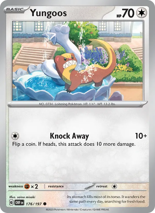 Yungoos Reverse Holo 176/197 Obsidian Flames Pokémon Card