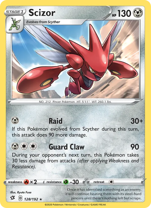Scizor Reverse Holo 128/192 Rebel Clash Pokémon Card