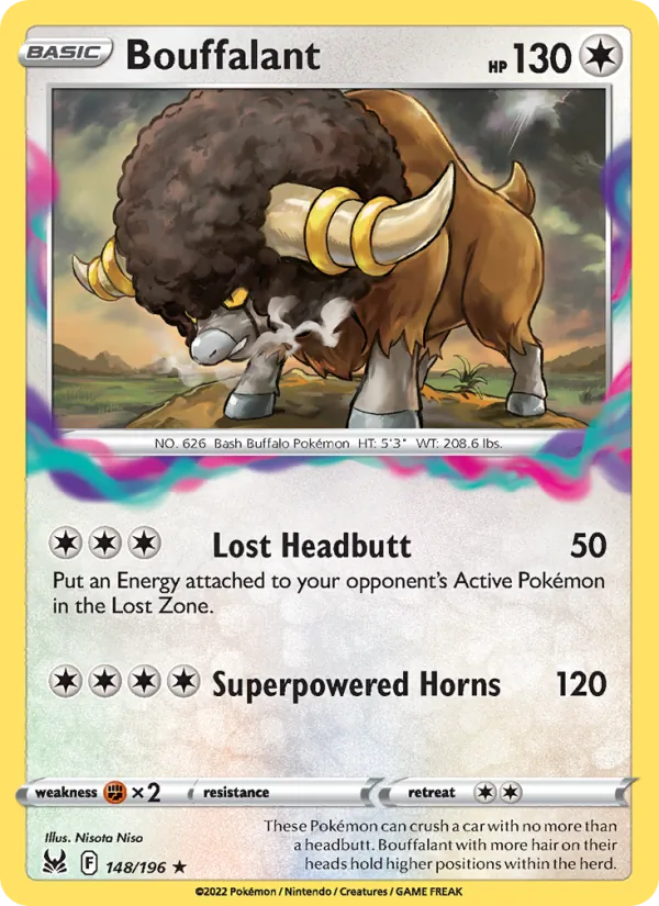 Bouffalant Reverse Holo 148/196 Lost Origin Pokémon Card