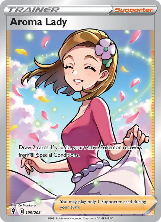 Aroma Lady Holo 199/203 Evolving Skies Pokémon Card