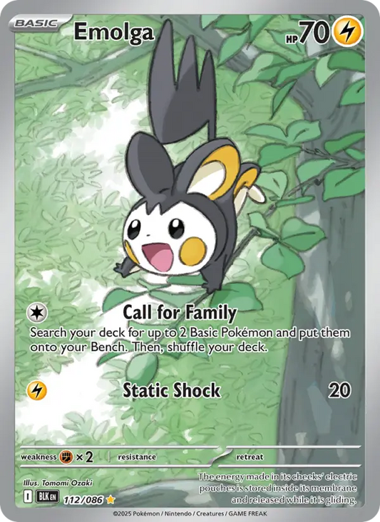 Emolga Holo 112/86 Black Bolt Pokémon Card