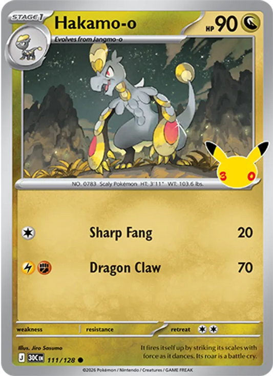 Hakamo-o Normal 111/128 30th Celebration Pokémon Card