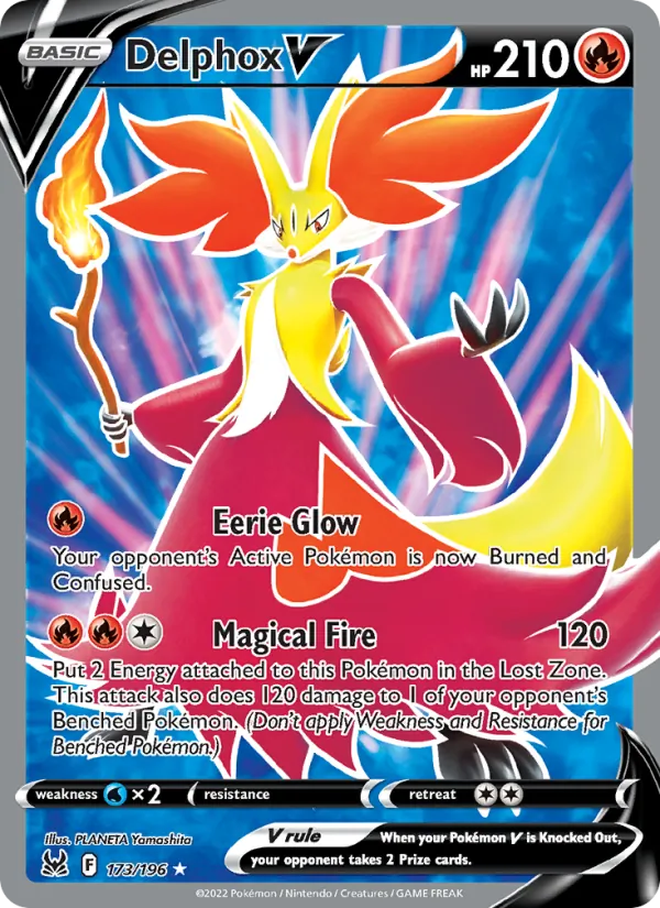 Delphox V Holo 173/196 Lost Origin Pokémon Card