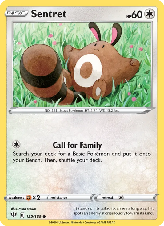 Sentret Reverse Holo 135/189 Darkness Ablaze Pokémon Card