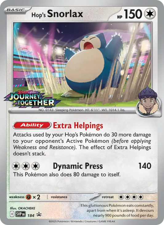Hop's Snorlax Non-Foil 184/225 SVP Black Star Promos Pokémon Card