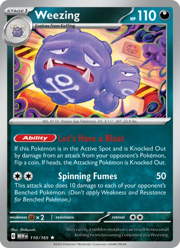Weezing Reverse Holo 110/165 151 Pokémon Card