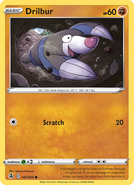 Drilbur Reverse Holo 147/264 Fusion Strike Pokémon Card