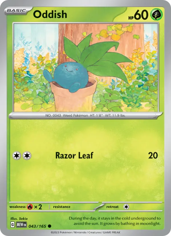Oddish Reverse Holo 043/165 151 Pokémon Card