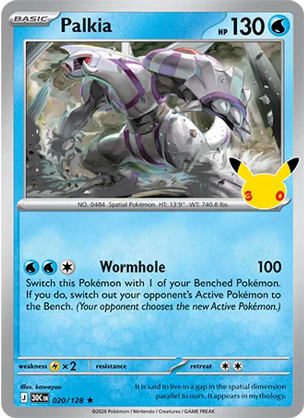 Palkia Normal 020/128 30th Celebration Pokémon Card
