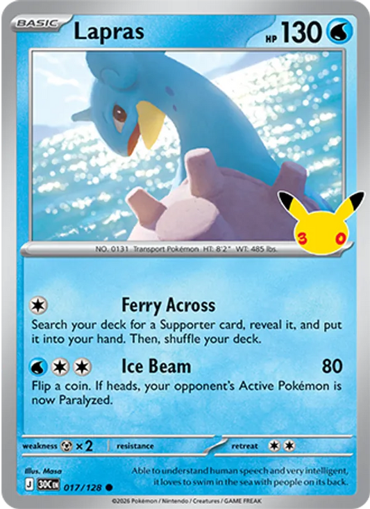 Lapras Normal 017/128 30th Celebration Pokémon Card