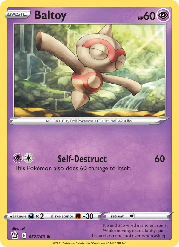 Baltoy Reverse Holo 057/163 Battle Styles Pokémon Card