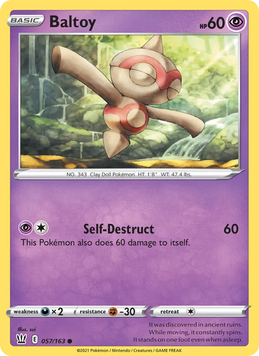 Baltoy Reverse Holo 057/163 Battle Styles Pokémon Card