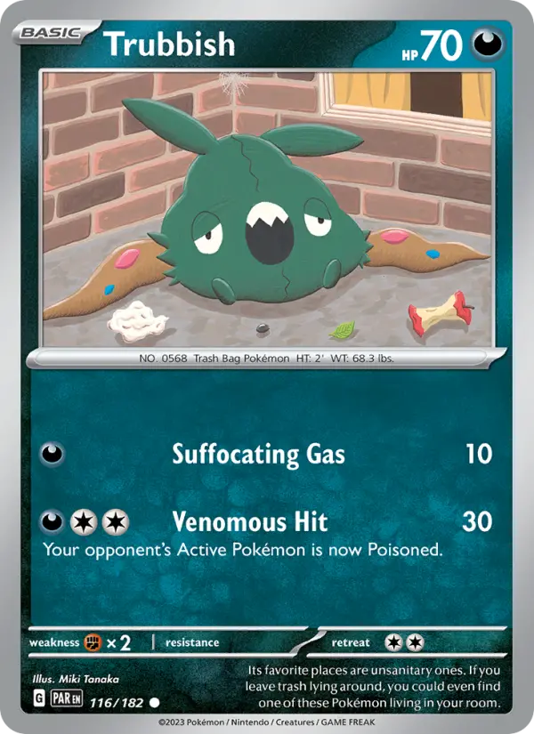 Trubbish Reverse Holo 116/182 Paradox Rift Pokémon Card