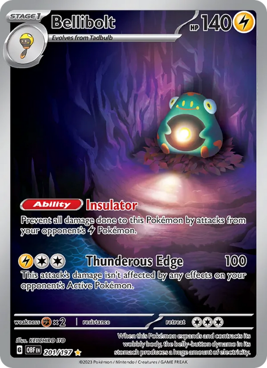 Bellibolt Holo 201/197 Obsidian Flames Pokémon Card