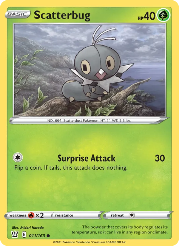 Scatterbug Reverse Holo 011/163 Battle Styles Pokémon Card