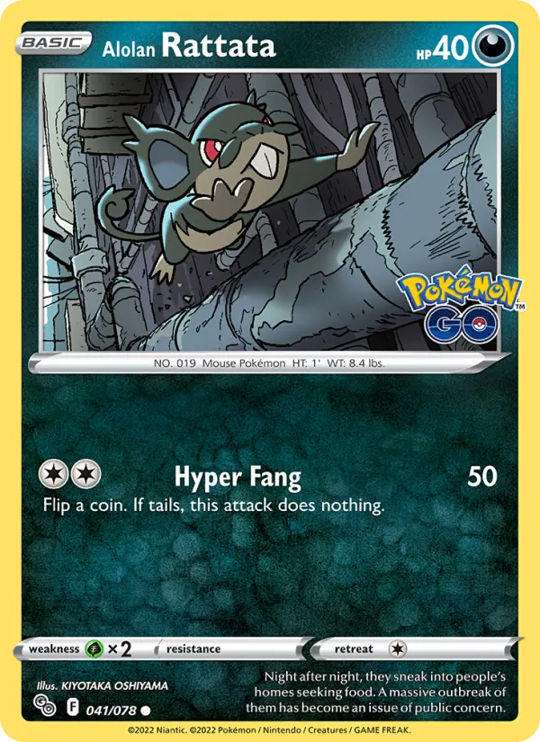 Alolan Rattata Reverse Holo 041/78 Pokémon GO Pokémon Card