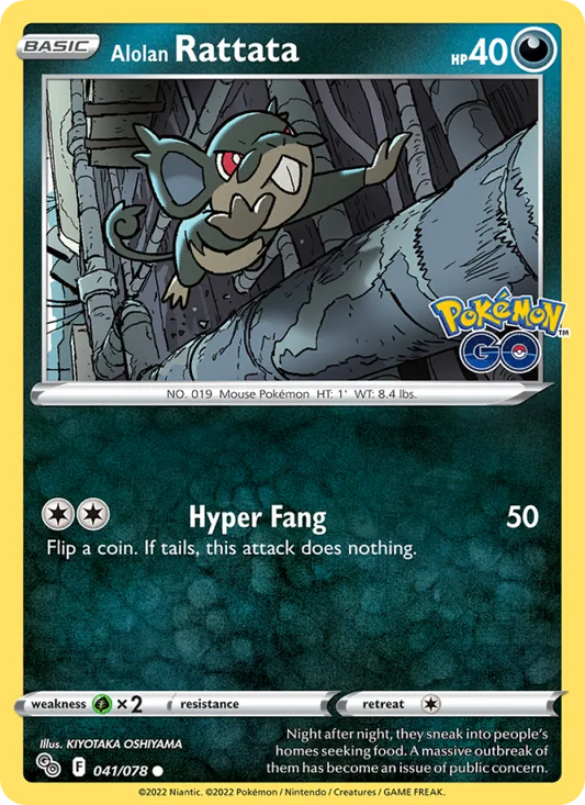 Alolan Rattata Reverse Holo 041/78 Pokémon GO Pokémon Card