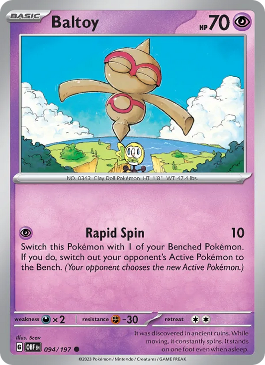 Baltoy Normal 094/197 Obsidian Flames Pokémon Card