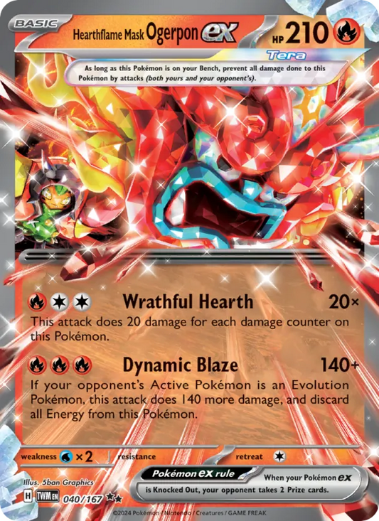Hearthflame Mask Ogerpon ex Holo 040/167 Twilight Masquerade Pokémon Card