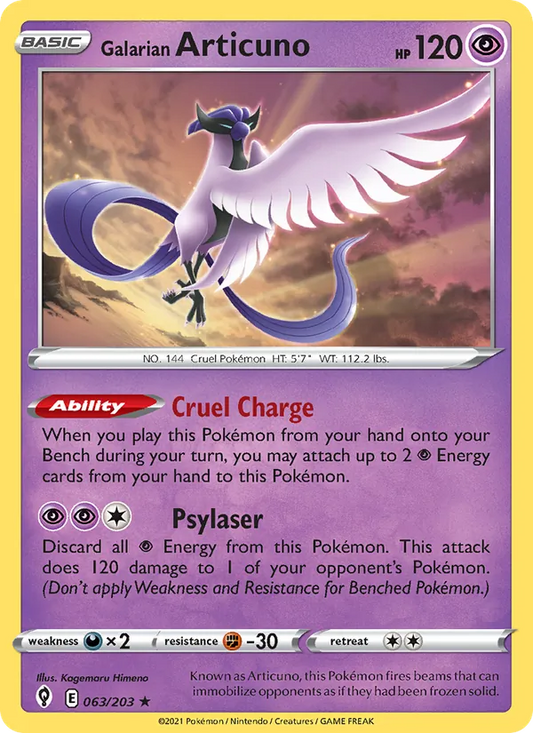 Galarian Articuno Holo 063/203 Evolving Skies Pokémon Card