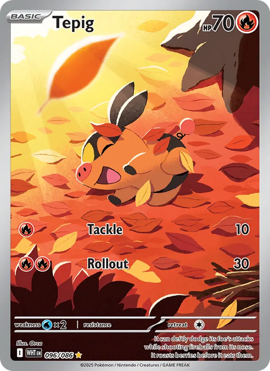 Tepig Holo 096/86 White Flare Pokémon Card