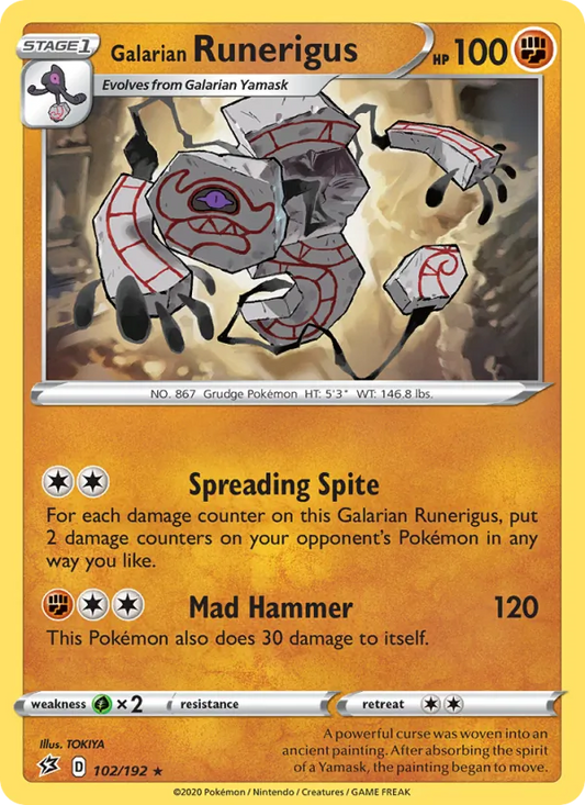 Galarian Runerigus Reverse Holo 102/192 Rebel Clash Pokémon Card