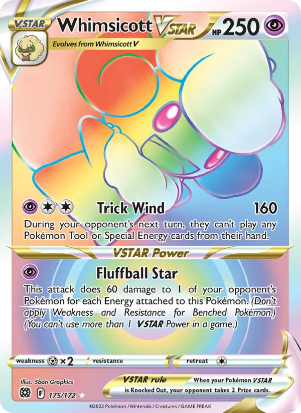 Whimsicott VSTAR Holo 175/172 Brilliant Stars Pokémon Card