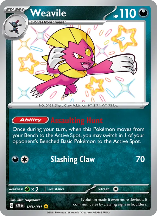 Weavile Holo 183/91 Paldean Fates Pokémon Card