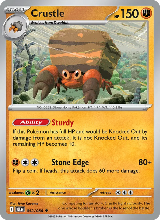 Crustle Normal 052/86 Black Bolt Pokémon Card