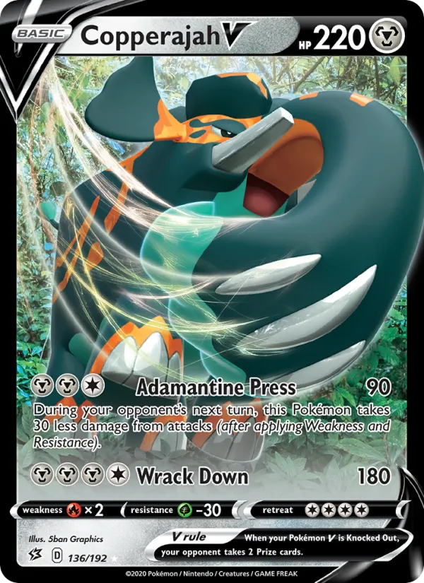 Copperajah V Holo 136/192 Rebel Clash Pokémon Card