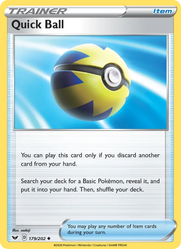 Quick Ball Reverse Holo 179/202 Sword & Shield Pokémon Card