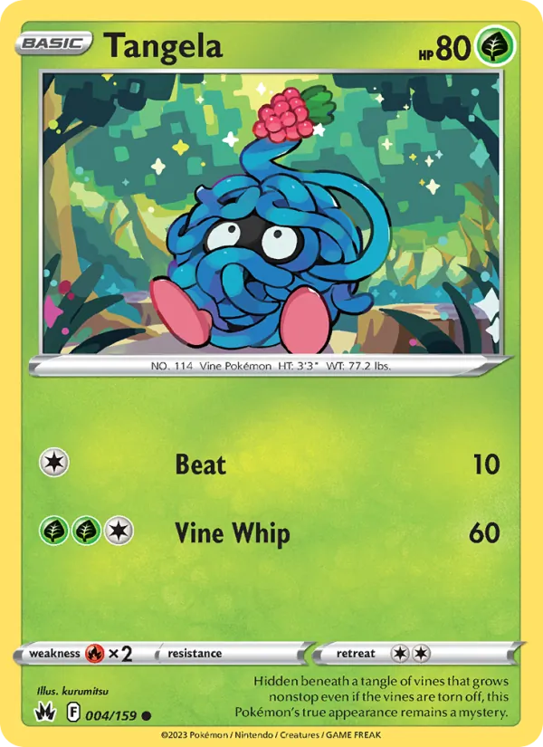 Tangela Reverse Holo 004/159 Crown Zenith Pokémon Card