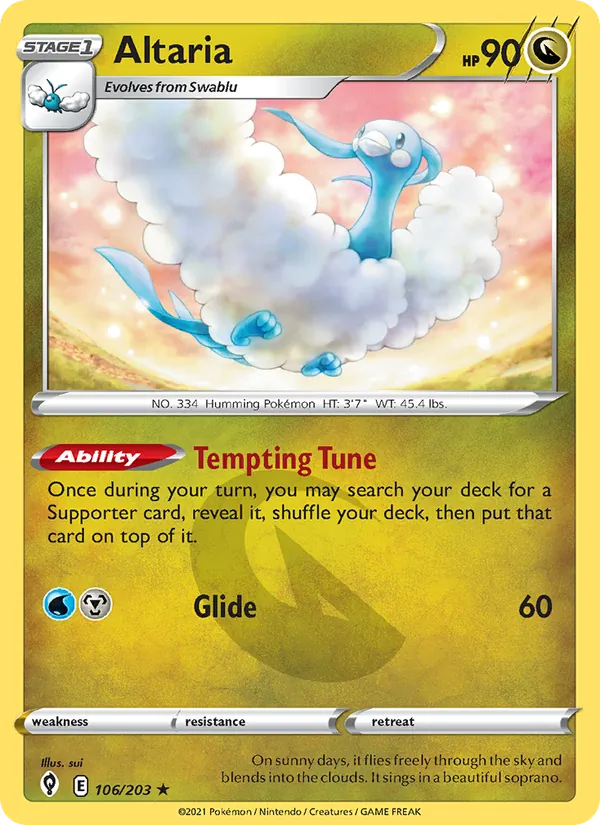 Altaria Reverse Holo 106/203 Evolving Skies Pokémon Card