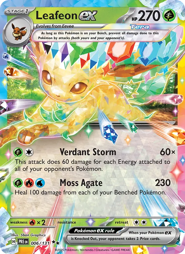 Leafeon ex Holo 006/131 Prismatic Evolutions Pokémon Card