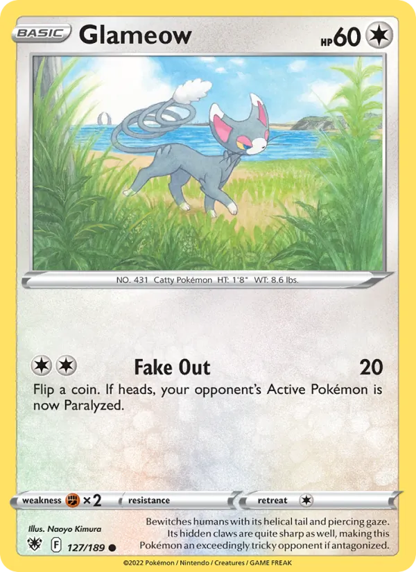 Glameow Reverse Holo 127/189 Astral Radiance Pokémon Card