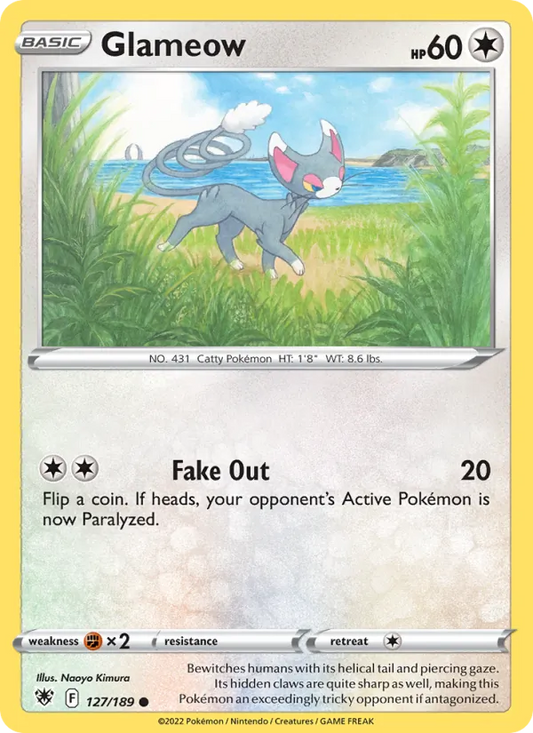 Glameow Reverse Holo 127/189 Astral Radiance Pokémon Card