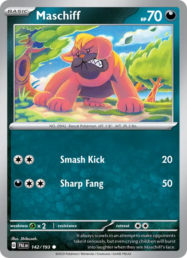 Maschiff Non-Foil 142/193 Paldea Evolved Pokémon Card