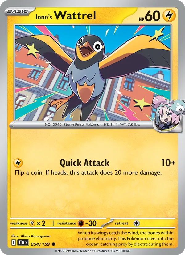 Iono's Wattrel Normal 054/159 Journey Together Pokémon Card